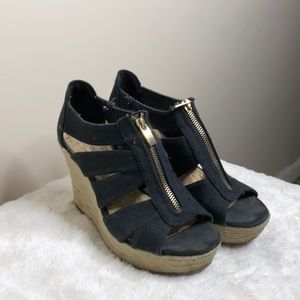 Merona Black Zip-Up Espadrille Wedges